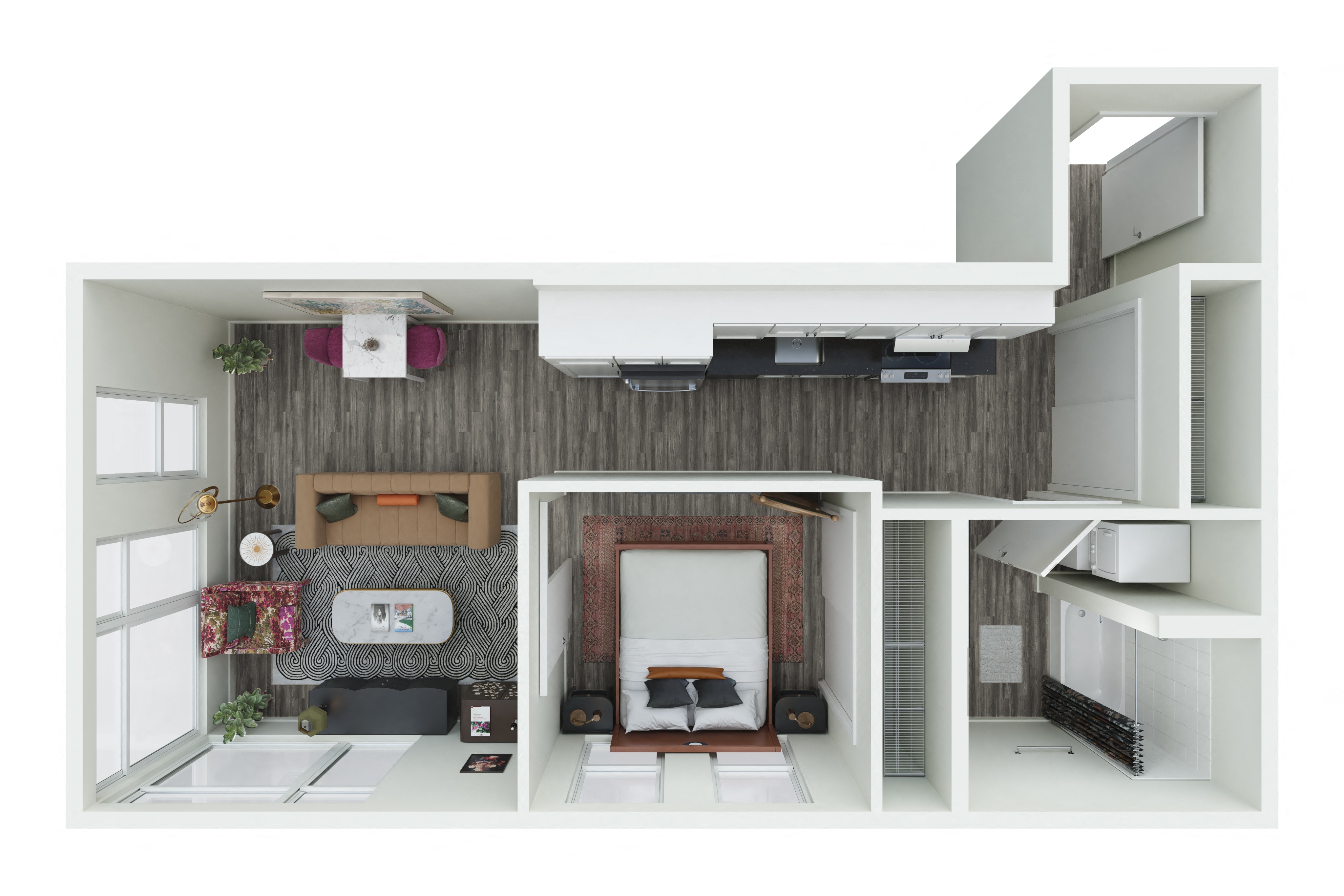 Floor plan layout diagram for 1x1 - 1.07